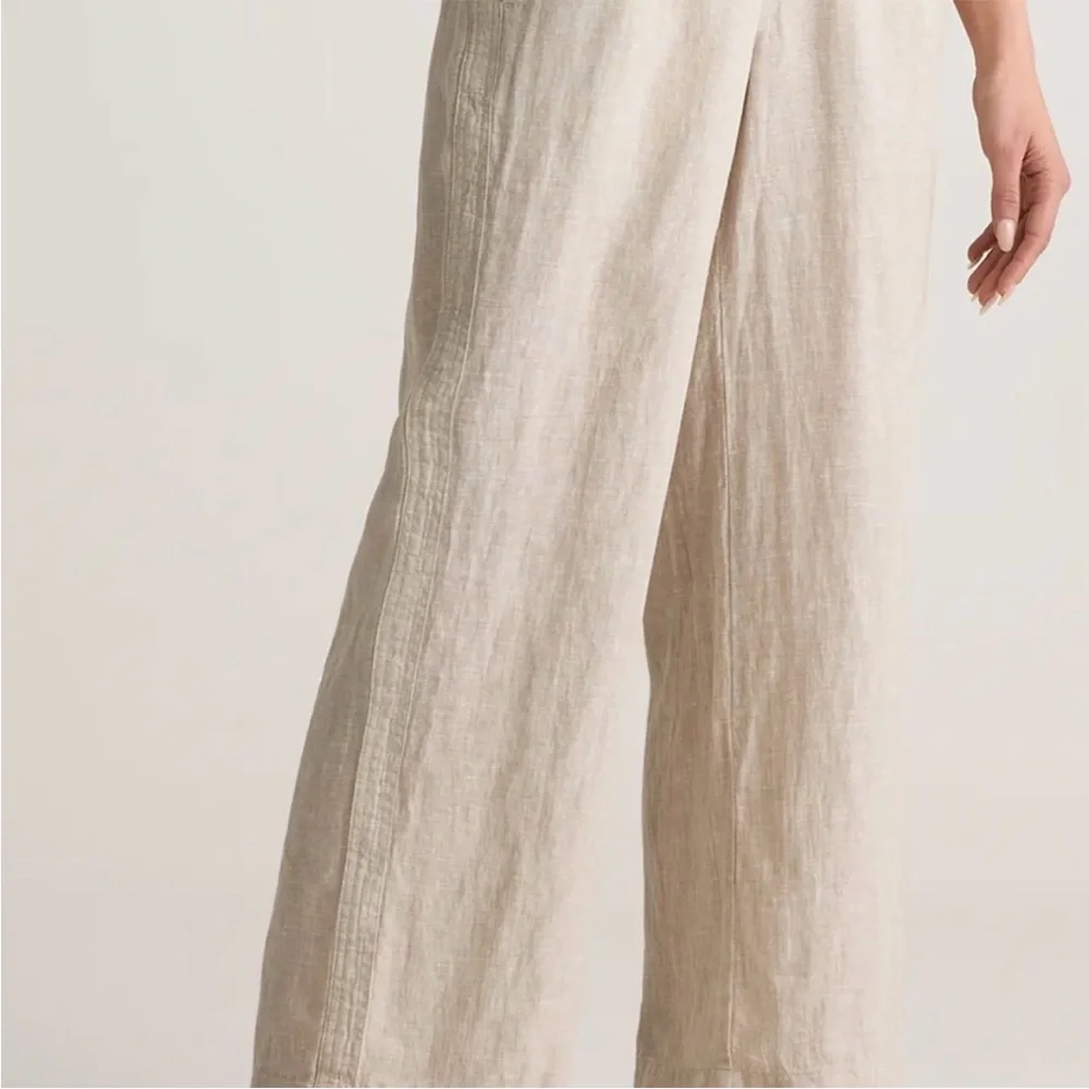 Quince 100% European Linen Wide Leg Pants JDA01 Beige L - Picture 3 of 17